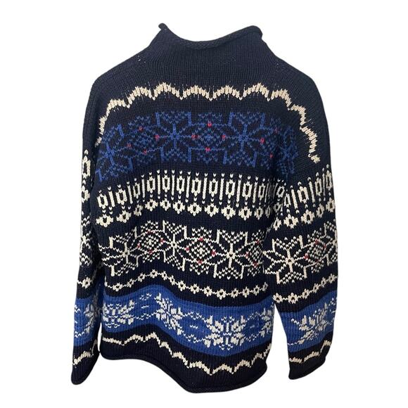 Vintage Bolivian Hand Knit Lambswool Sweater, Fair Isle, Fisherman, Ski Lodge, L - Picture 3 of 7